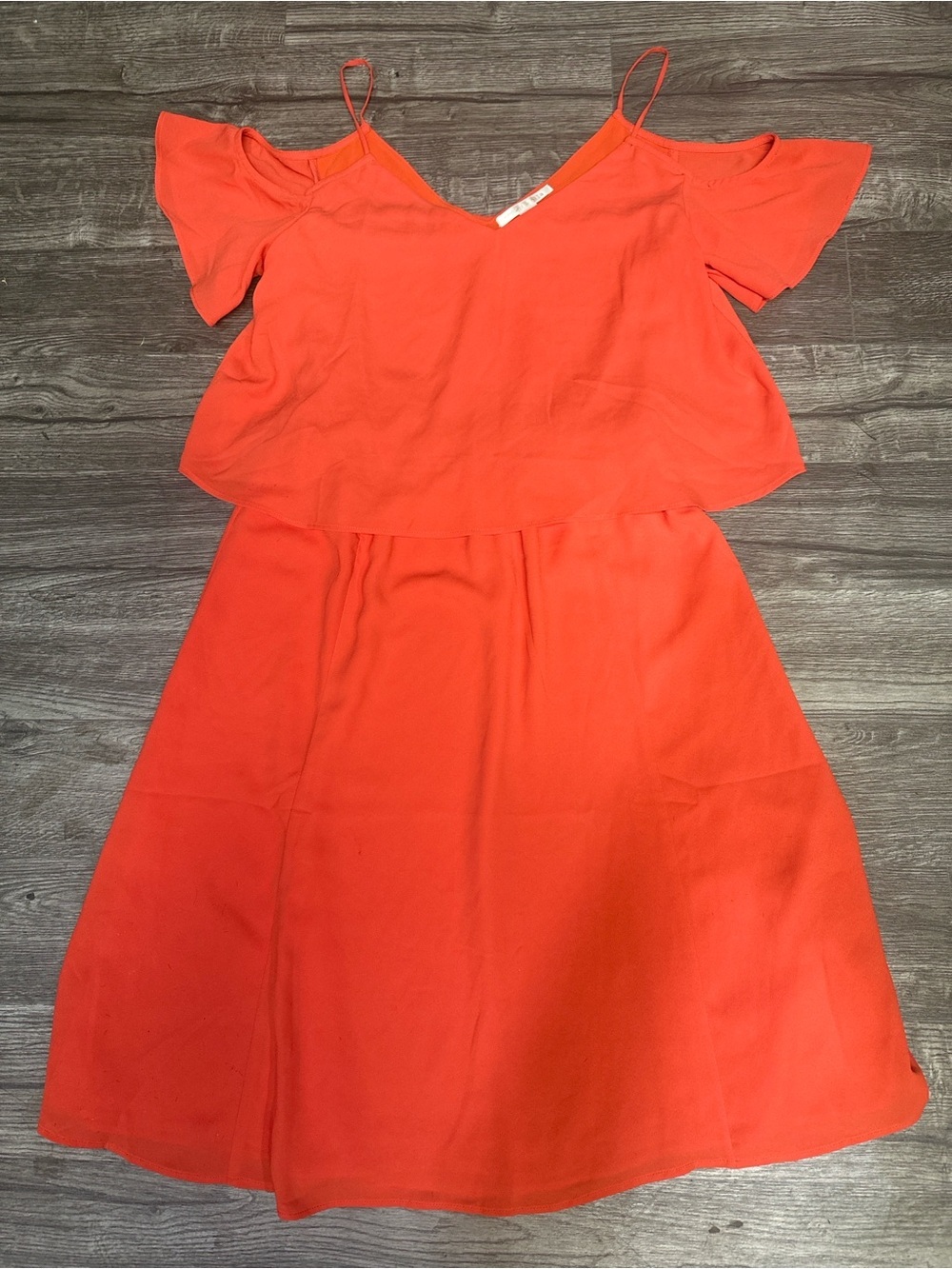 cooper & ella Orange Cold-Shoulder Spaghetti Strap Mini Dress - Picture 3 of 7